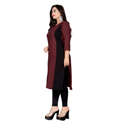 Cotton Solid Straight Kurti (Brown)