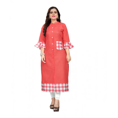 Cotton Digital Printed Straight Kurti (Peach)