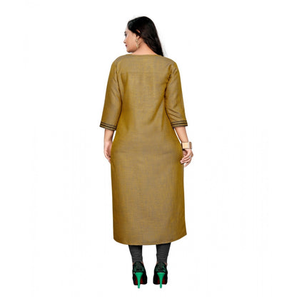 Cotton Embroidery Straight Kurti (Mustard Yellow)