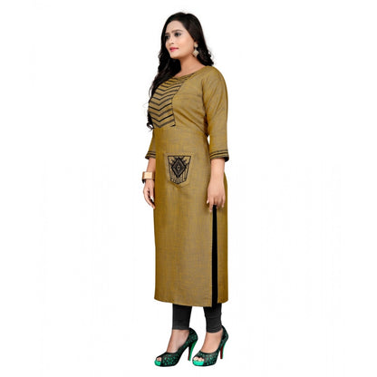 Cotton Embroidery Straight Kurti (Mustard Yellow)