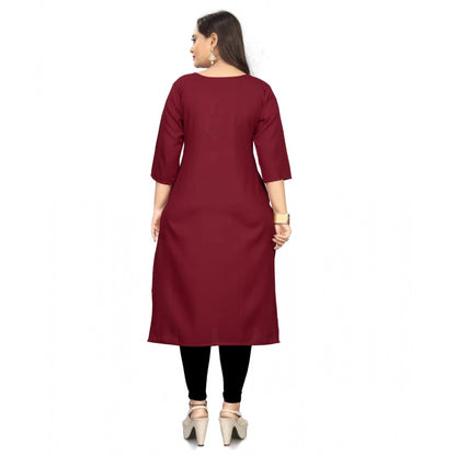 Cotton Solid A-Line Kurti (Maroon)