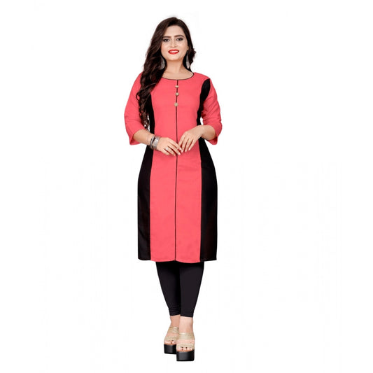 Cotton Solid Straight Kurti (Peach)