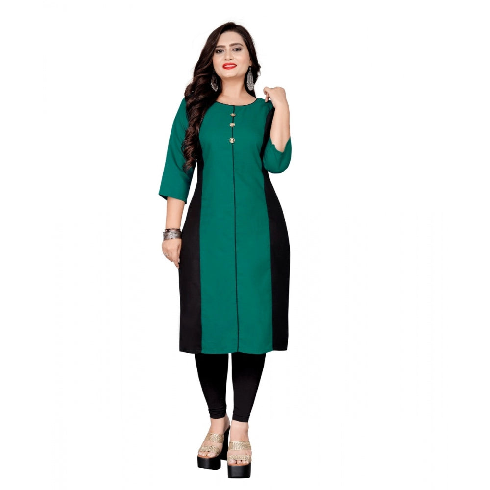 Cotton Solid Straight Kurti (Green)