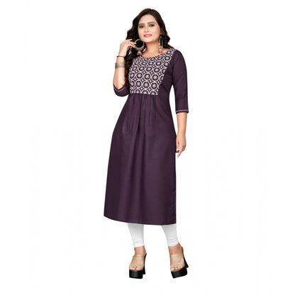 Cotton Embroidery Straight Kurti (Black)