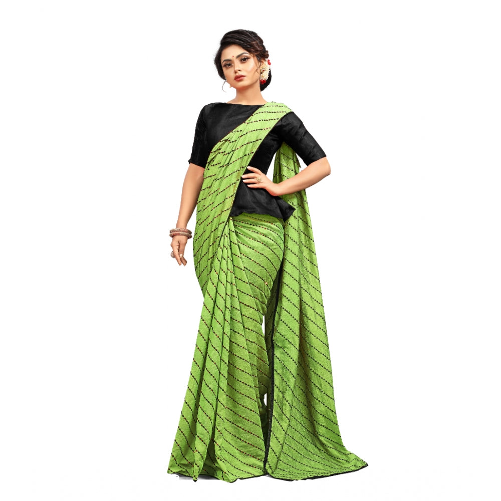 Vichitra Saree with Blouse (LightGreen, 5-6 Mtrs)