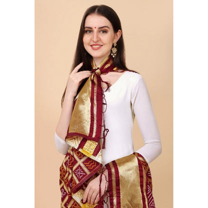 Silk Pure weaving Work Duppatta (Maroon, Length: 2-2.3 M