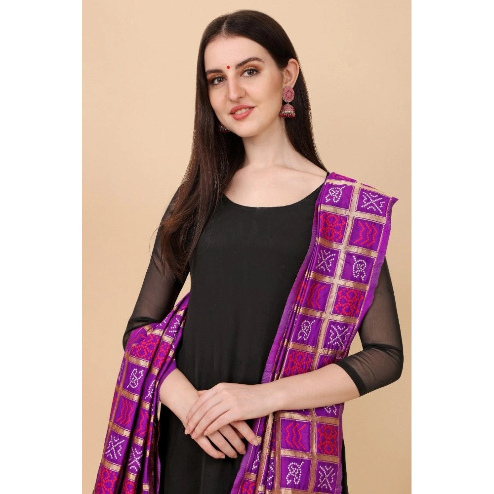 Silk Pure weaving Work Duppatta (Purple, Length: 2-2.3 M