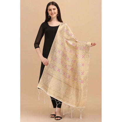 Silk Pure weaving Work Duppatta (Off White, Length: 2-2.