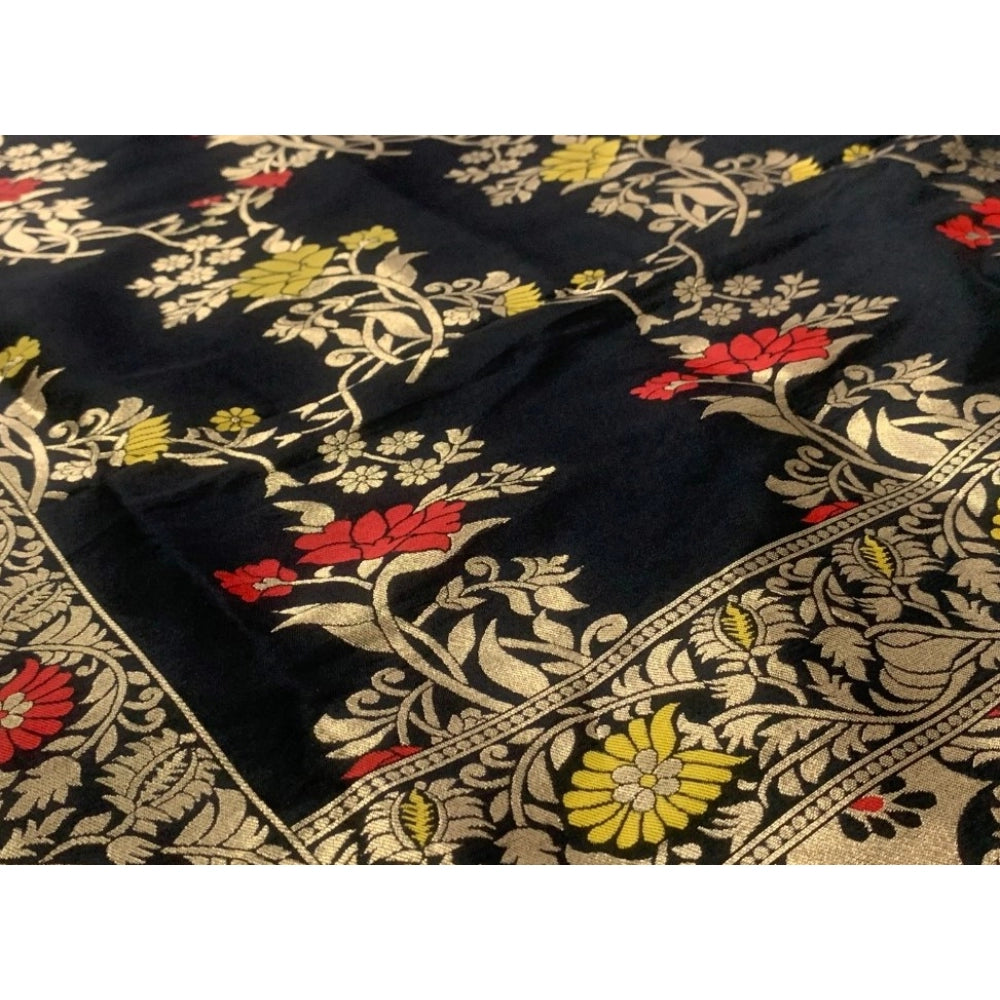 Silk Pure Zari weaving Duppatta (Black, Length: 2-2.3 Mt