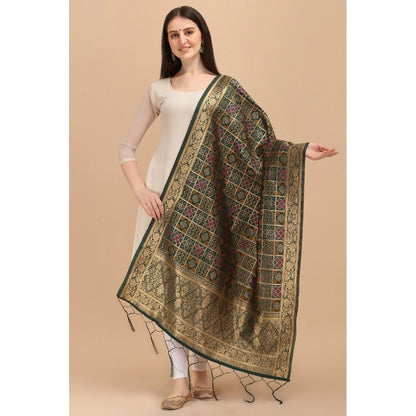 Silk Pure weaving Work Duppatta (Green, Length: 2-2.3 Mt