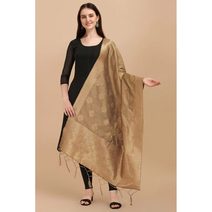 Silk Pure Zari weaving Duppatta (Beige, Length: 2-2.3 Mt