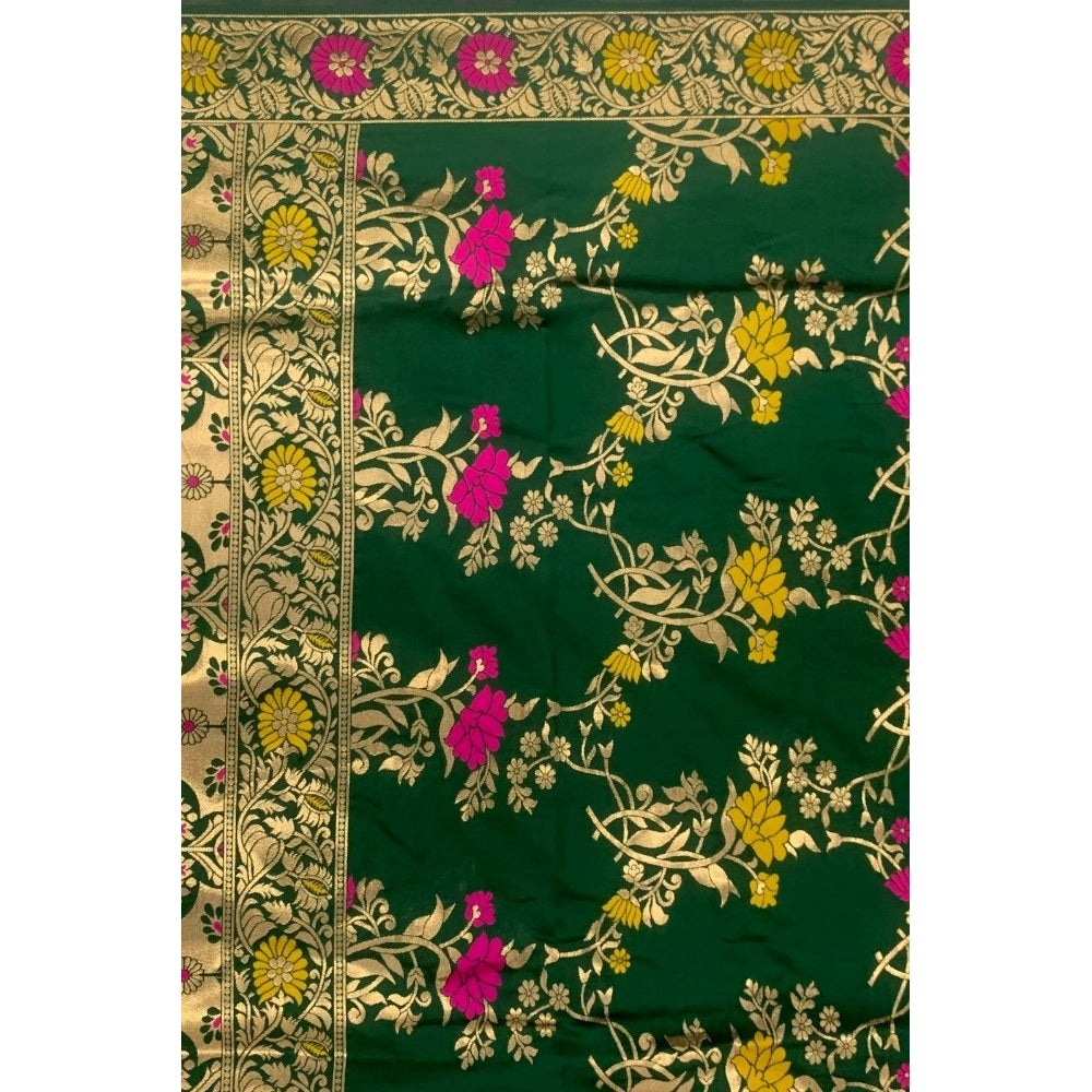 Silk Pure Zari weaving Duppatta (Green, Length: 2-2.3 Mt