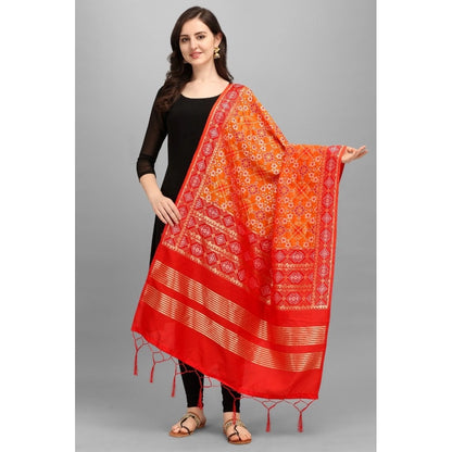 Silk Pure weaving Work Duppatta (Orange, Length: 2-2.3 M