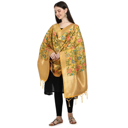 Silk Pure Zari weaving Duppatta (Yellow, Length: 2-2.3 M