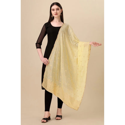 Silk Pure Zari weaving Duppatta (Beige, Length: 2-2.3 Mt