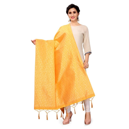 Silk Pure weaving Work Duppatta (Honey, Length: 2-2.3 Mt