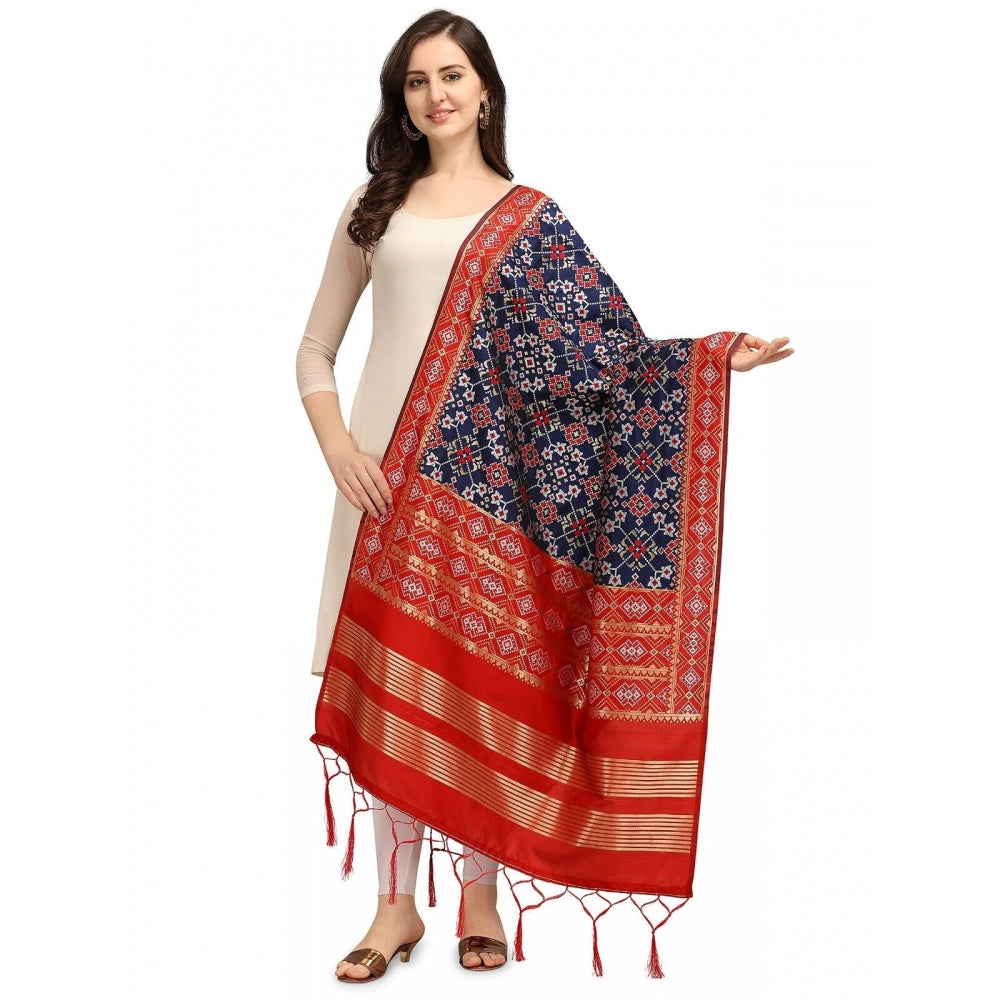 Silk Pure weaving Work Duppatta (Navy Blue, Length: 2-2.