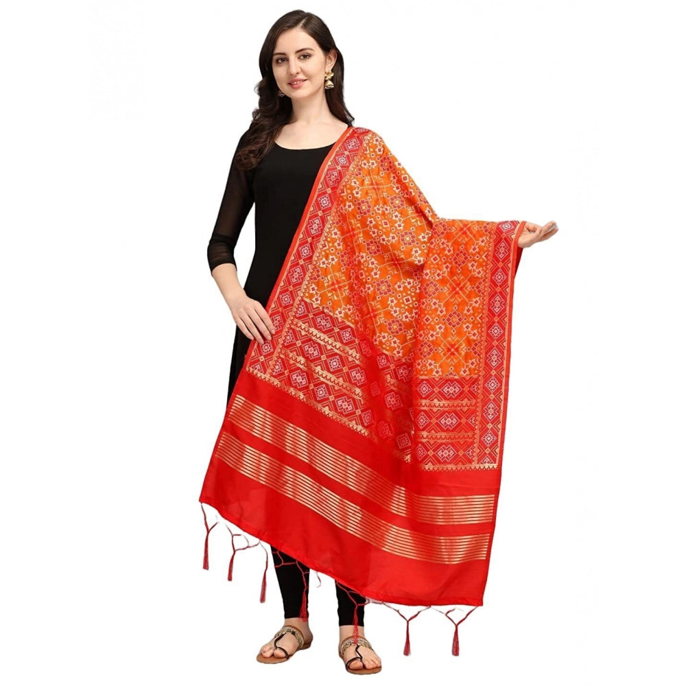 Silk Pure weaving Work Duppatta (Orange, Length: 2-2.3 M