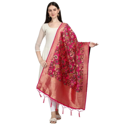 Silk Pure Zari weaving Duppatta (red, Length: 2-2.3 Mtrs