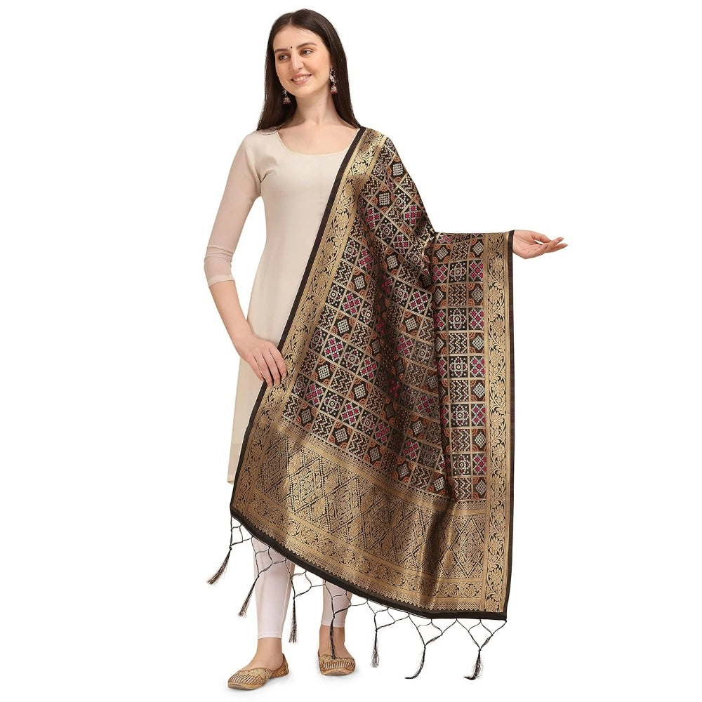 Silk Pure weaving Work Duppatta (Navy Blue, Length: 2-2.