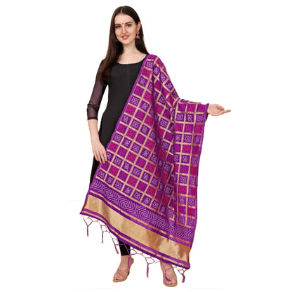 Silk Pure weaving Work Duppatta (Purple, Length: 2-2.3 M