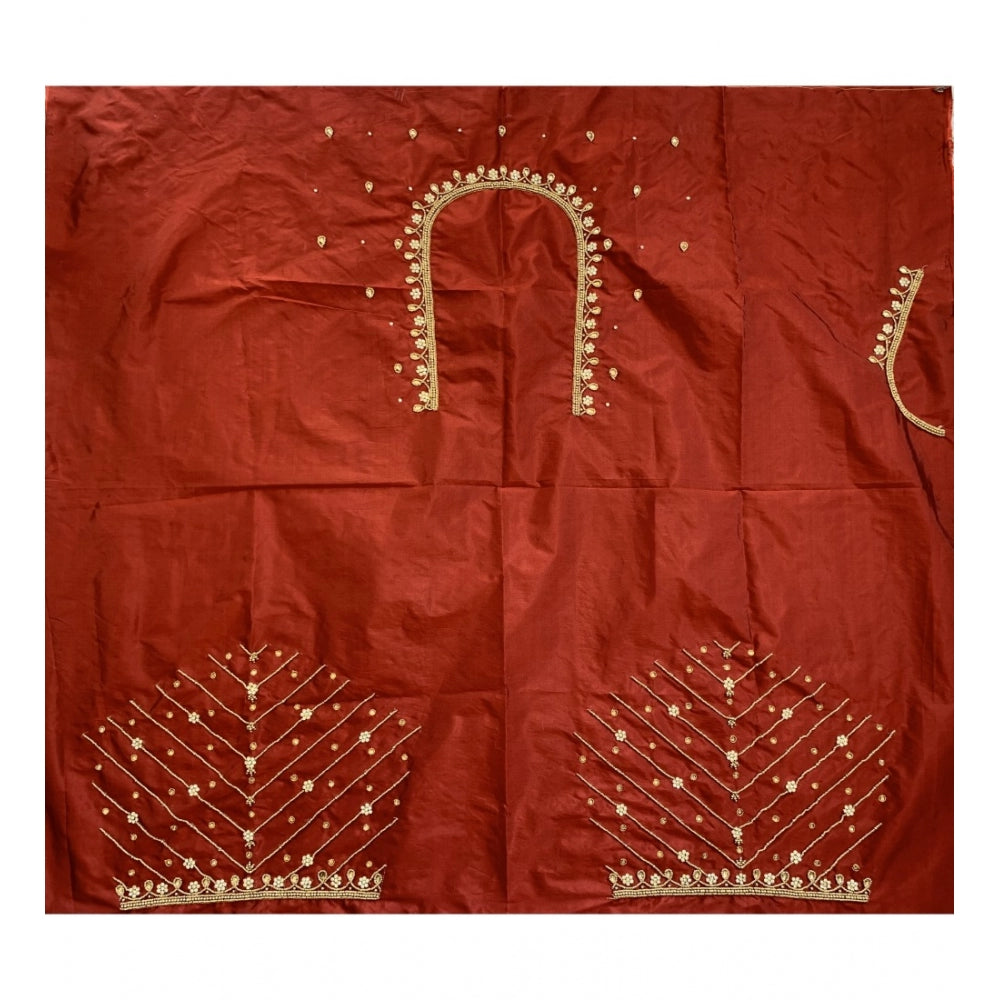 Cotton Silk Self Design Unstitched Blouse Piece (Maroon, 80-100 cm)