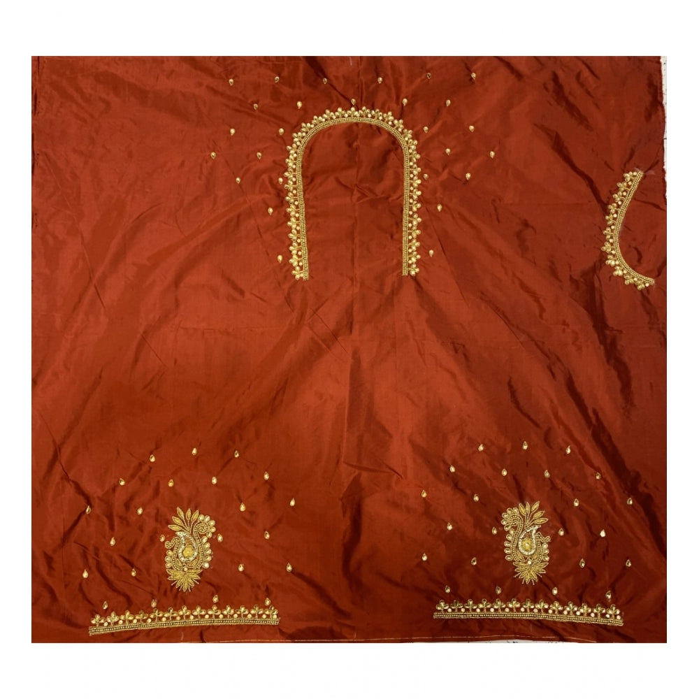 Cotton Silk Self Design Unstitched Blouse Piece (Maroon, 80-100 cm)