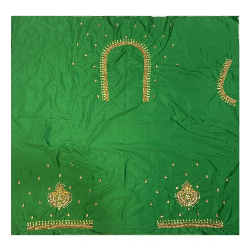 Cotton Silk Self Design Unstitched Blouse Piece (Green, 80-100 cm)