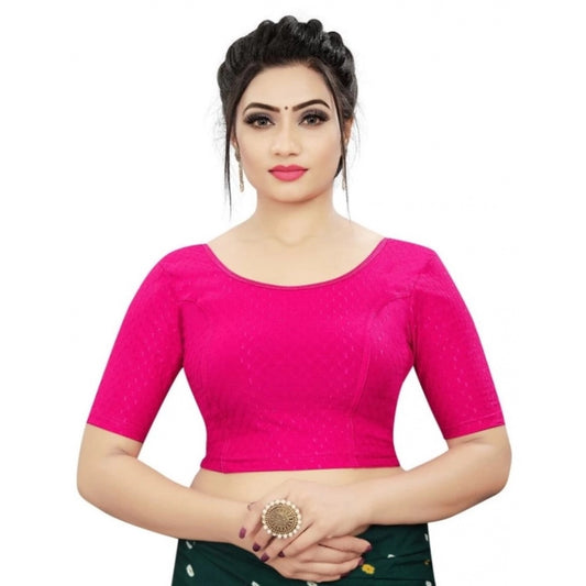 Cotton Lycra Blend Solid Non Padded Readymade Blouse (Rani, Size: Free Size)