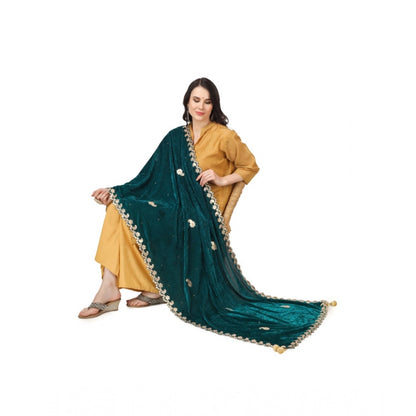 Velvet Gotta Patti Dupatta (Dark Green, Length: 2.25 to