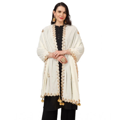 Velvet Gotta Patti Dupatta (Off White, Length: 2.25 to