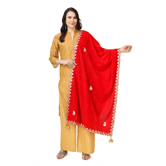 Velvet Gotta Patti Dupatta (Red, Length: 2.25 to 2.50 M