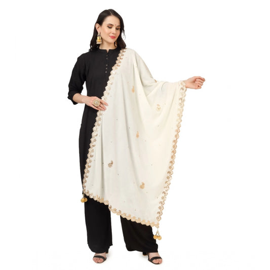 Velvet Gotta Patti Dupatta (Off White, Length: 2.25 to