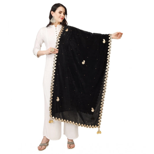 Velvet Gotta Patti Dupatta (Black, Length: 2.25 to 2.50