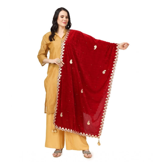 Velvet Gotta Patti Dupatta (Maroon, Length: 2.25 to 2.5