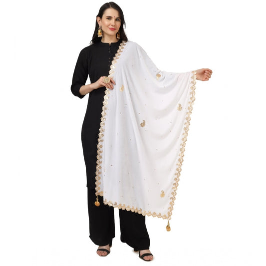 Velvet Gotta Patti Dupatta (White, Length: 2.25 to 2.50