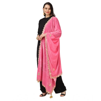 Velvet Gotta Patti Dupatta (Pink, Length: 2.25 to 2.50