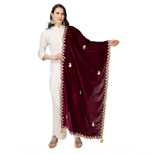 Velvet Gotta Patti Dupatta (Purple, Length: 2.25 to 2.5