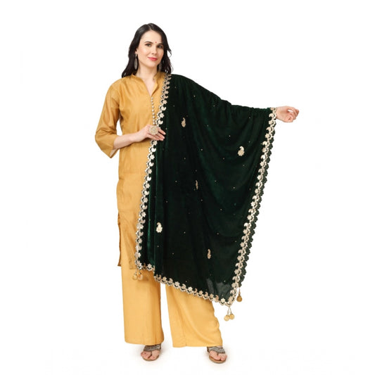 Velvet Gotta Patti Dupatta (Green, Length: 2.25 to 2.50