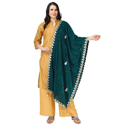 Velvet Gotta Patti Dupatta (Dark Green, Length: 2.25 to