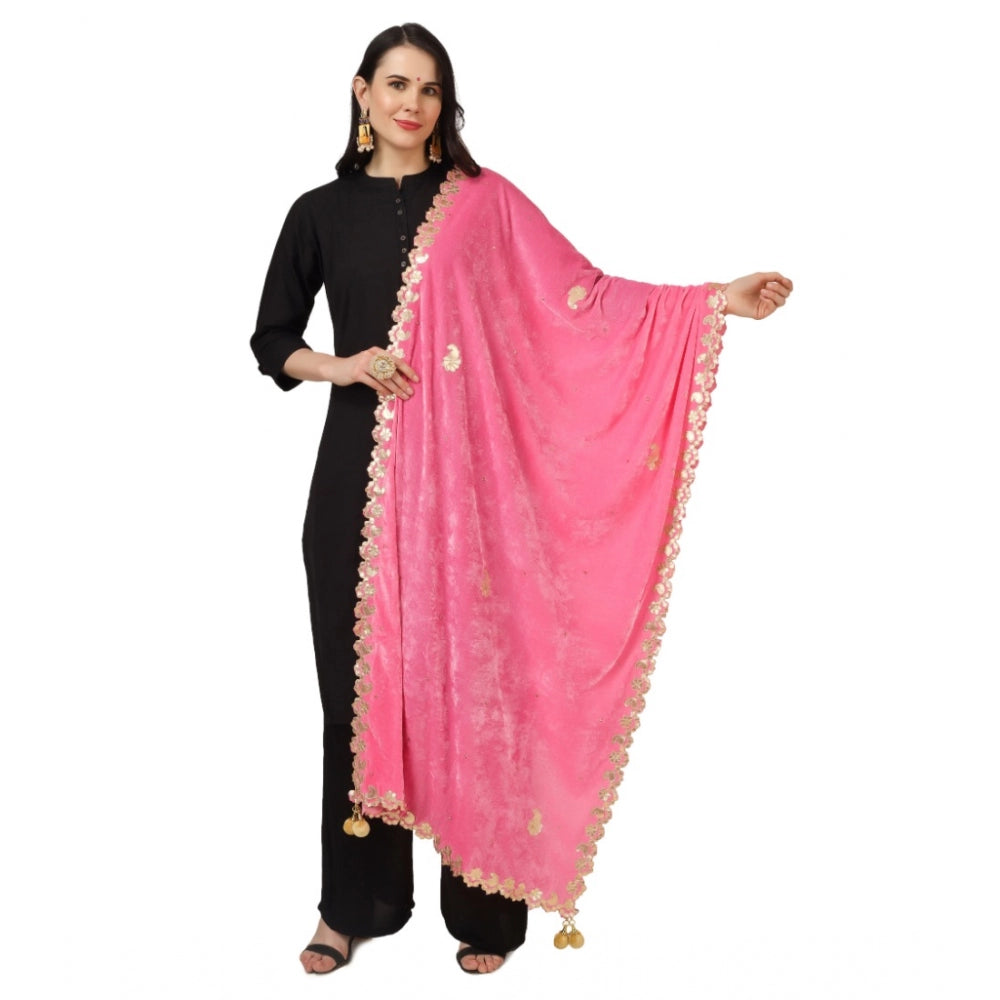 Velvet Gotta Patti Dupatta (Pink, Length: 2.25 to 2.50