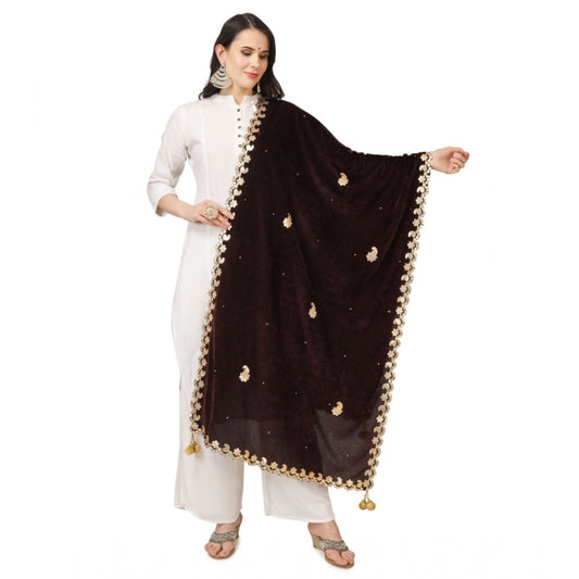 Velvet Gotta Patti Dupatta (Brown, Length: 2.25 to 2.50