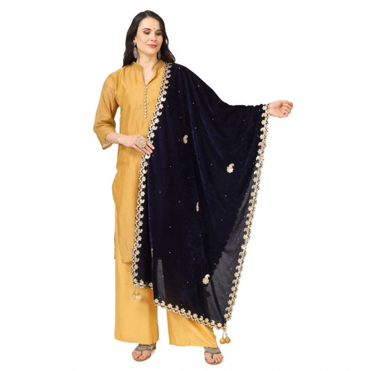 Velvet Gotta Patti Dupatta (Blue, Length: 2.25 to 2.50