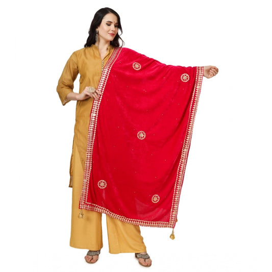 Velvet Gotta Patti Dupatta (Pink, Length: 2.25 to 2.50