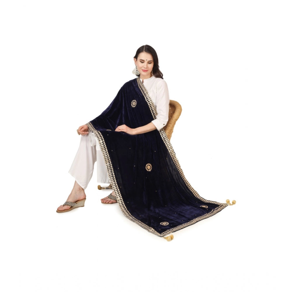 Velvet Gotta Patti Dupatta (Blue, Length: 2.25 to 2.50