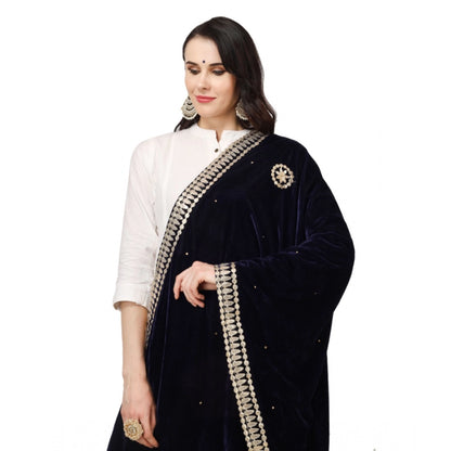 Velvet Gotta Patti Dupatta (Blue, Length: 2.25 to 2.50