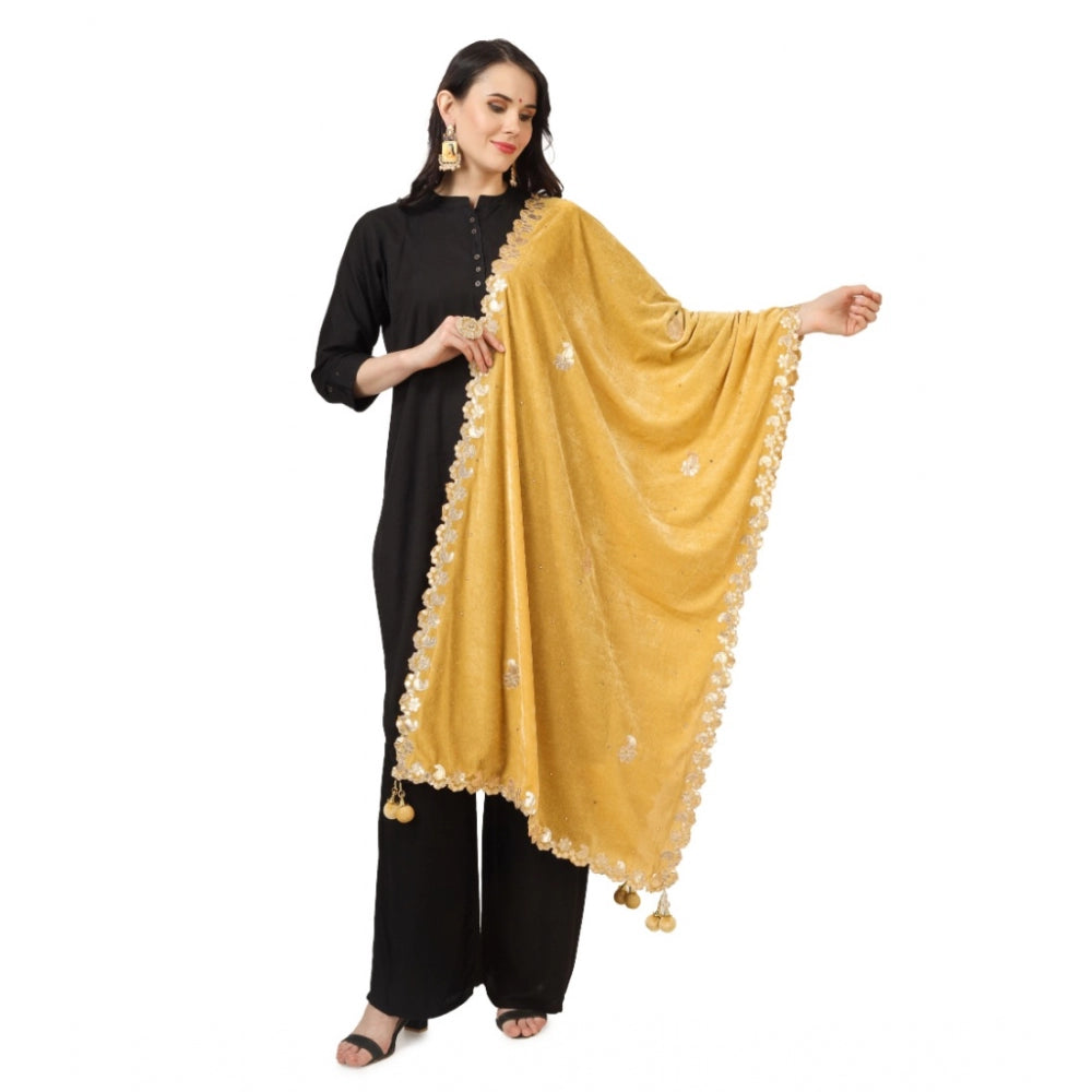 Velvet Gotta Patti Dupatta (Yellow, Length: 2.25 to 2.5