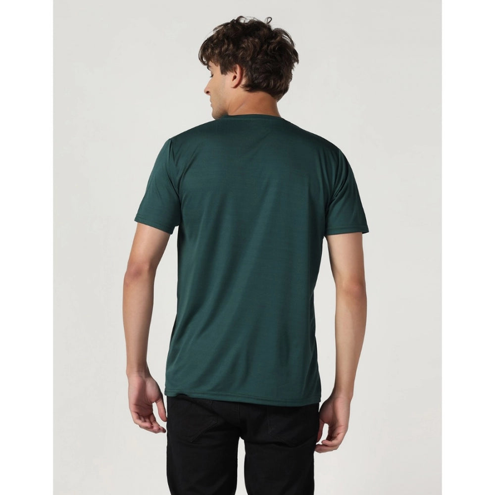 Generic Men's Casual Half Sleeve Solid Polyester Round Neck T-shirt (Green)