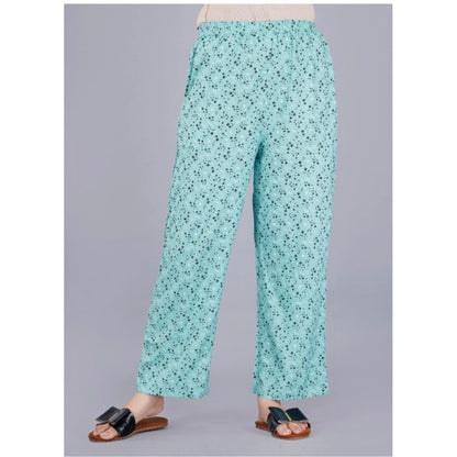 Casual Half Sleeve Printed Viscose Rayon Shirt With Pyjama Pant Night Suit Set (Green)