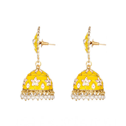 Generic Women's Rose Gold Plated Alloy Earrings (Yellow)